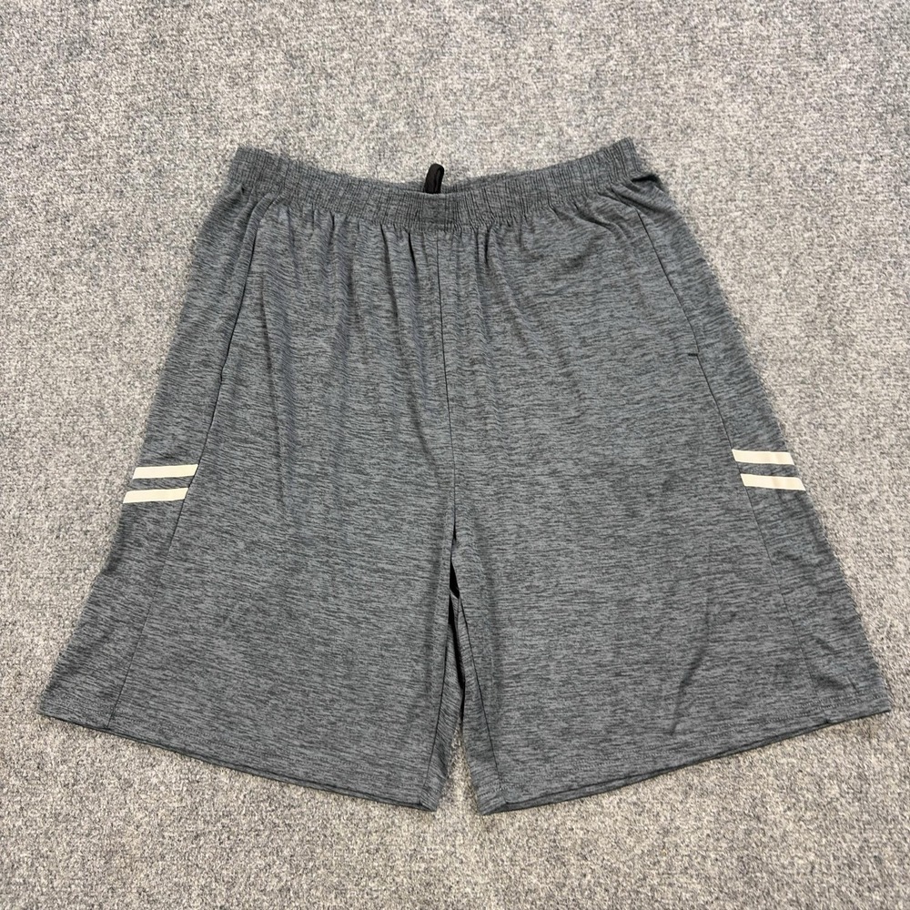 Real Essentials Shorts Mens 2XL Gray Knit Athletic Drawstring Pockets 10 Inseam